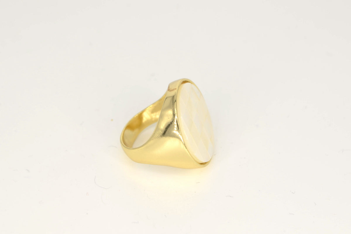 Mosaico Perlmutt Ring – 18K vergoldet
