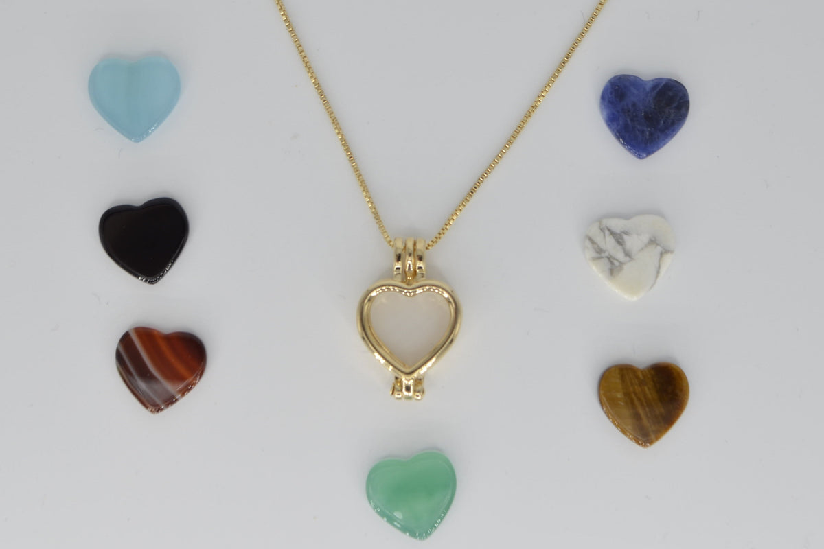 Amor Wechselstein-Halskette – 18K vergoldet
