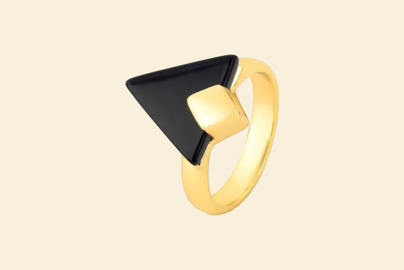 Astra Schwarzer Achat Ring – 18K vergoldet