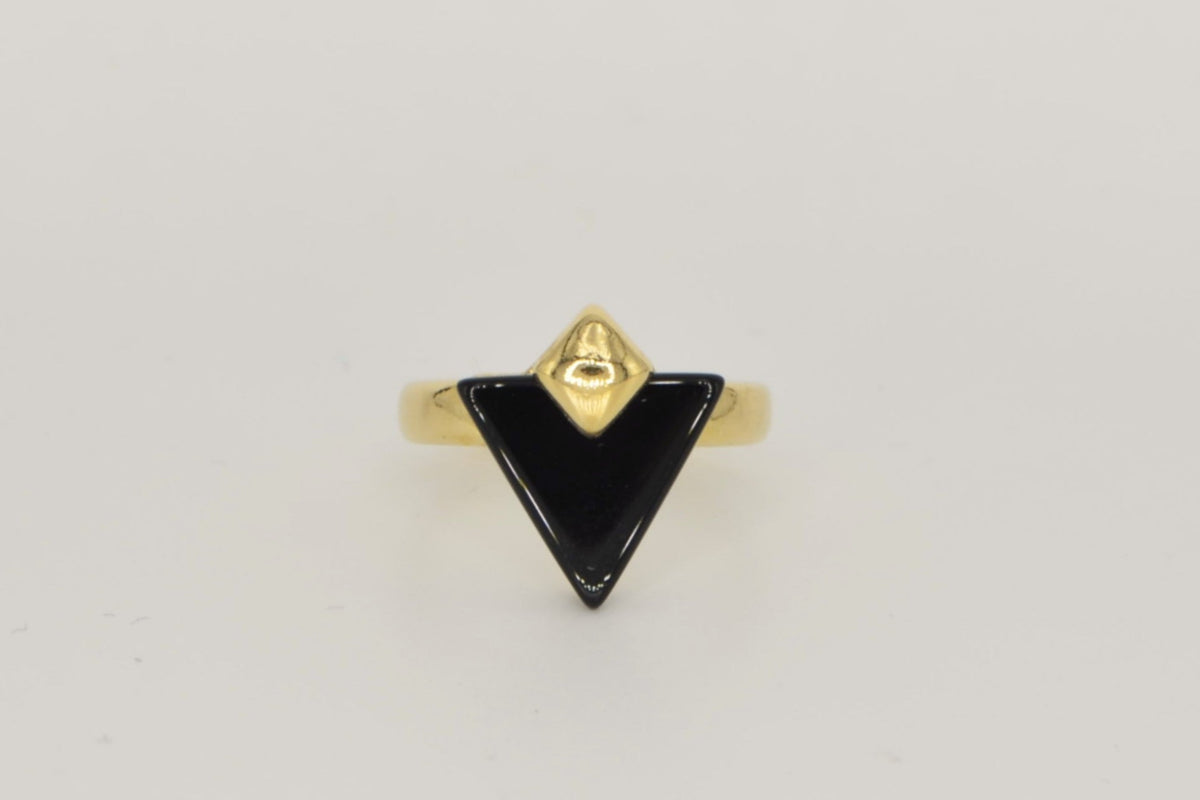 Astra Schwarzer Achat Ring – 18K vergoldet