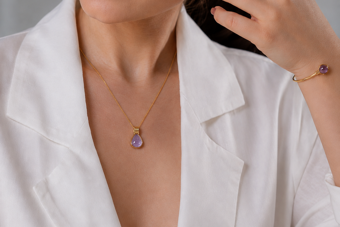 Aura Amethyst Halskette – 18K vergoldet