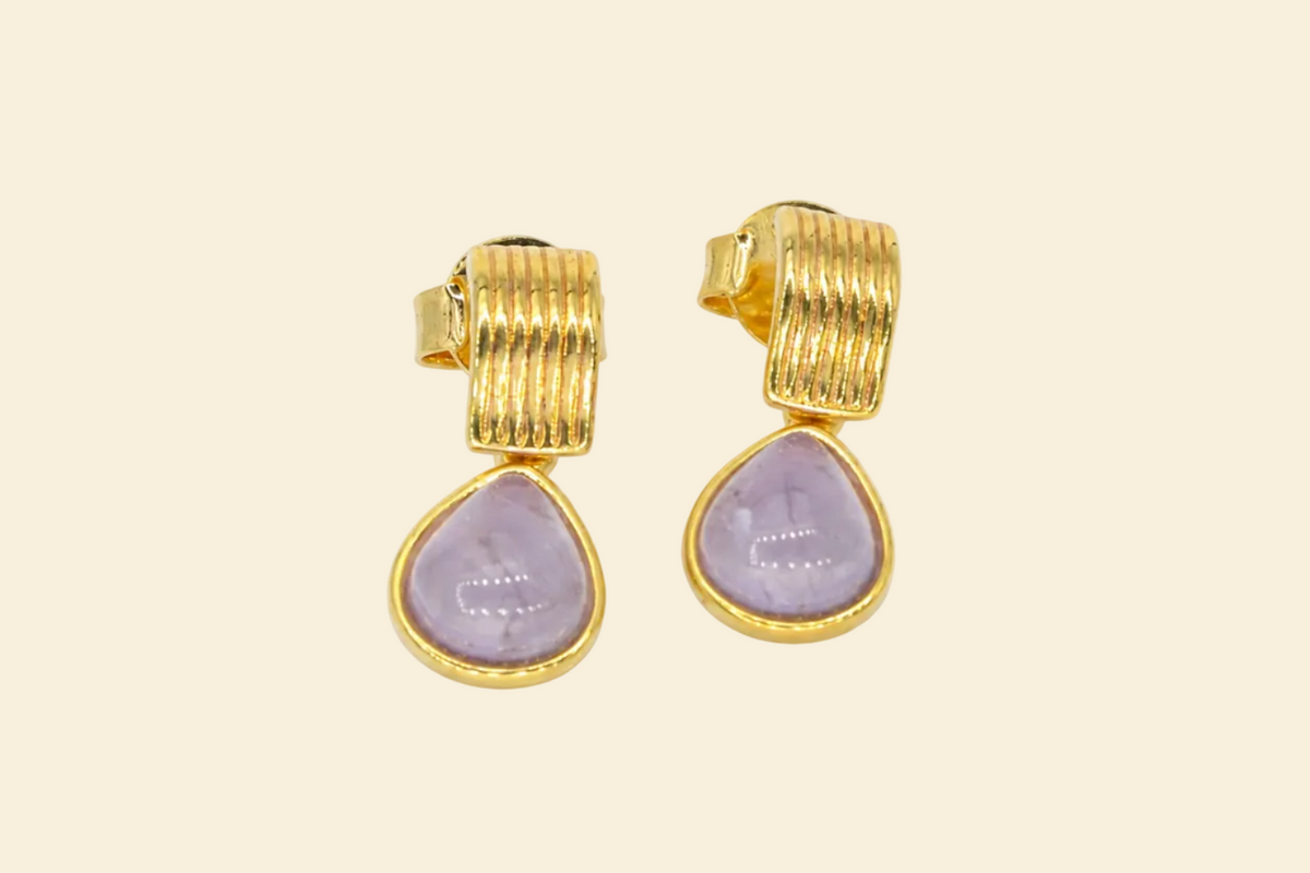 Aura Amethyst Ohrringe – 18K vergoldet