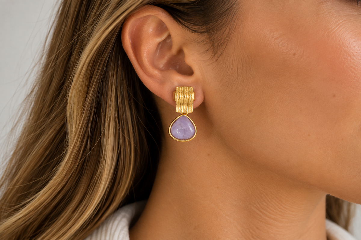 Aura Amethyst Ohrringe – 18K vergoldet