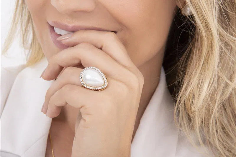 Aura Muschelperlen Ring – 18K vergoldet