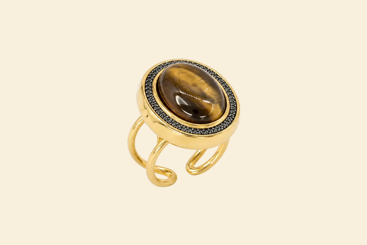 Coragem Tigerauge Ring – 18K vergoldet