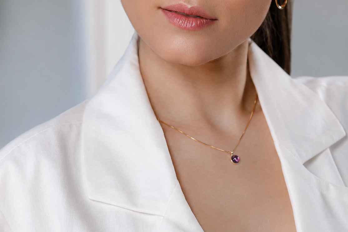 Essencia Amethyst Halskette – 18K vergoldet