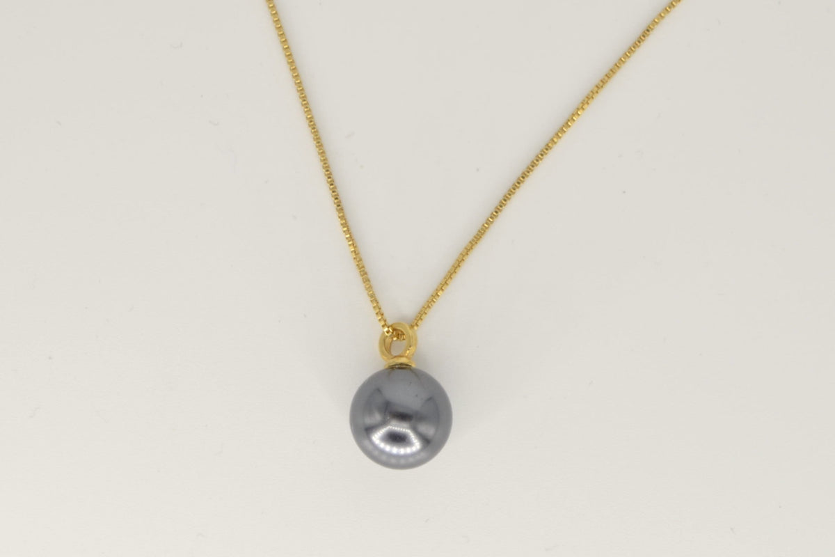 Essencia Graphit Muschelperlen Halskette – 18K vergoldet