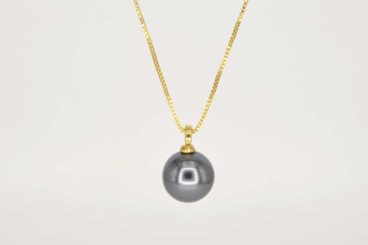 Essencia Graphit Muschelperlen Halskette – 18K vergoldet