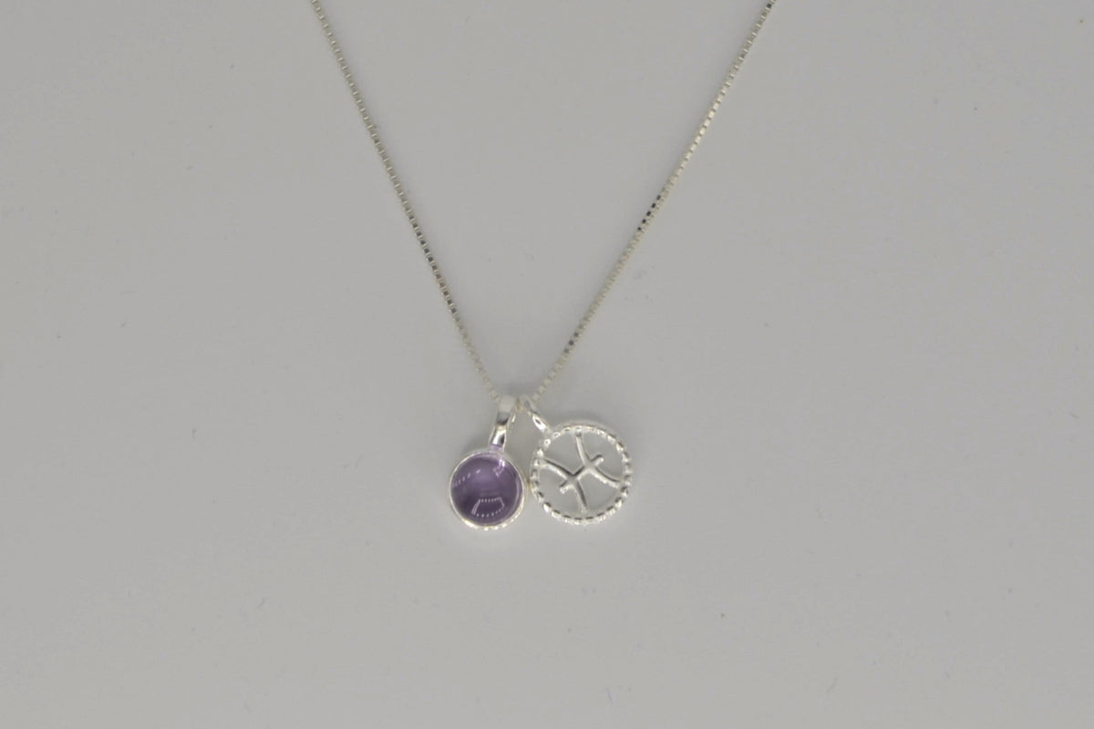 Fische Halskette mit Amethyst – 925 Silber