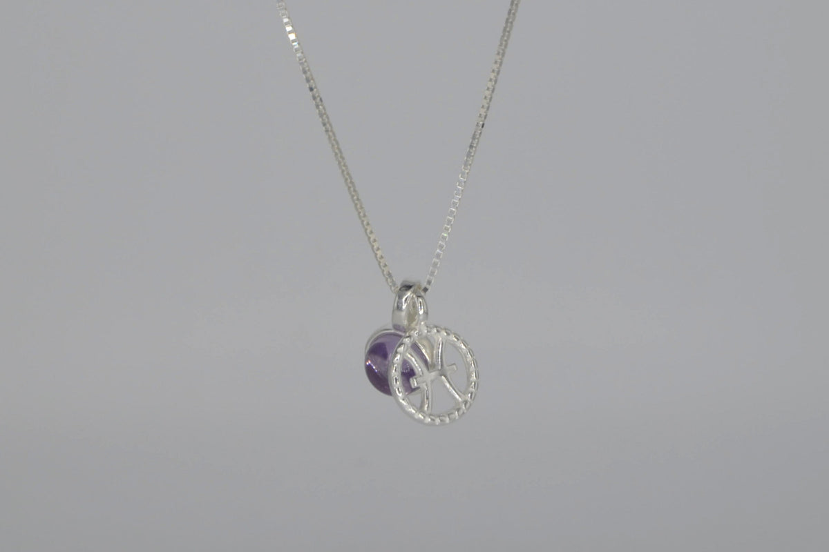 Fische Halskette mit Amethyst – 925 Silber