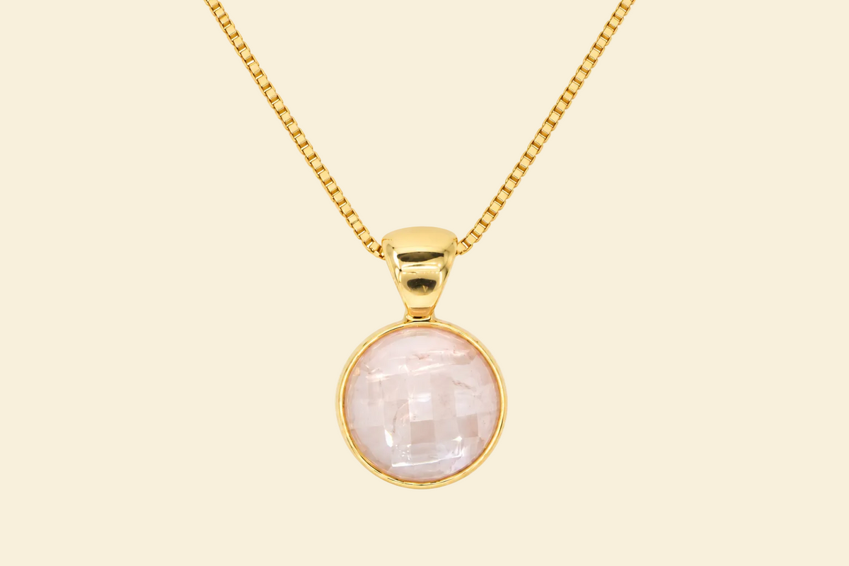 Harmonia Rosenquarz Halskette – 18K vergoldet