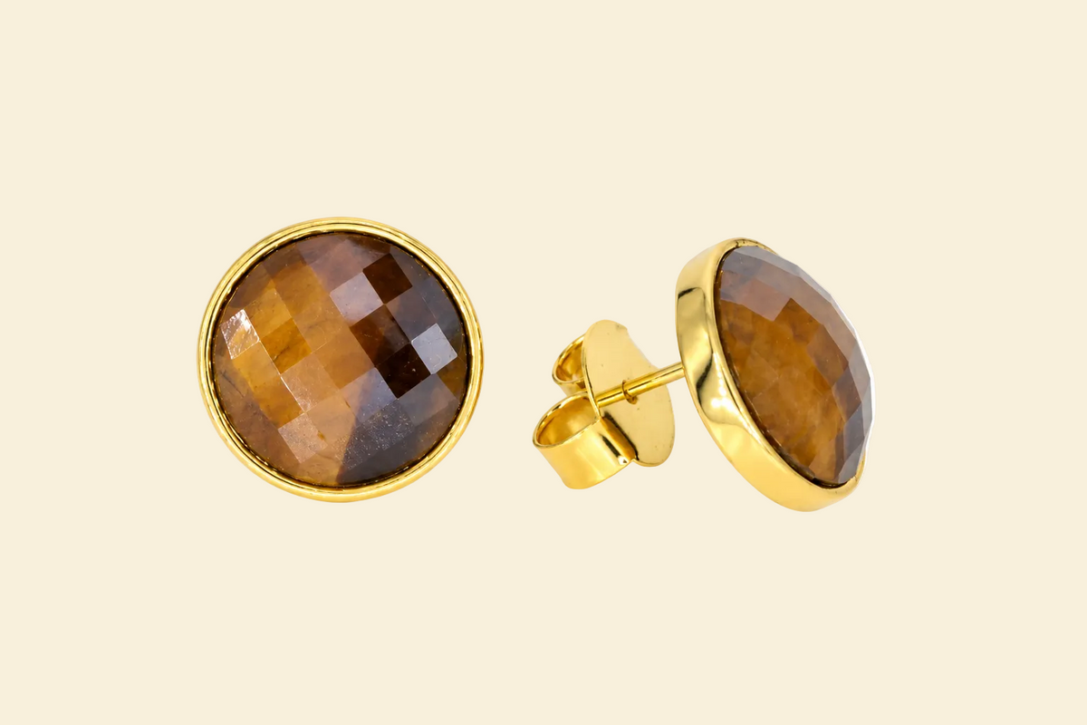 Harmonia Tigerauge Ohrringe – 18K vergoldet