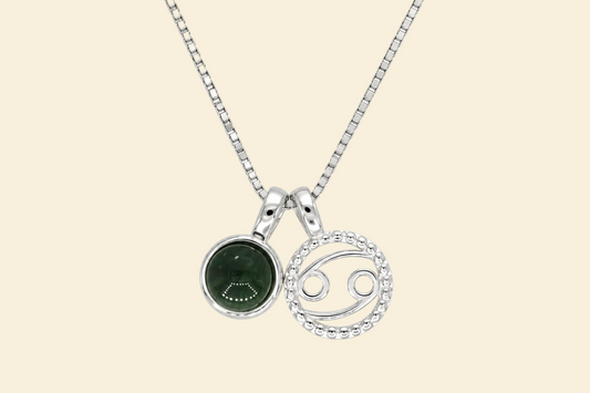 Krebs Halskette mit Grünquarz – 925 Silber