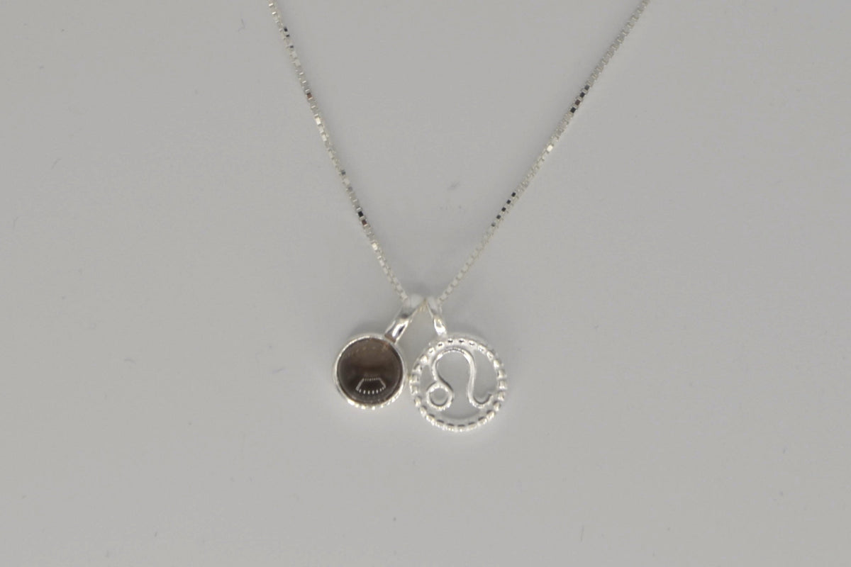 Löwe Halskette mit Rauchobsidian – 925 Silber