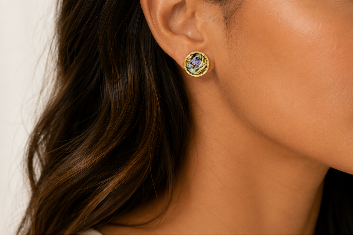 Luna Abalone Ohrringe – 18K vergoldet