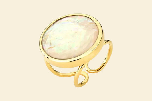 Luna Perlmutt Ring – 18K vergoldet