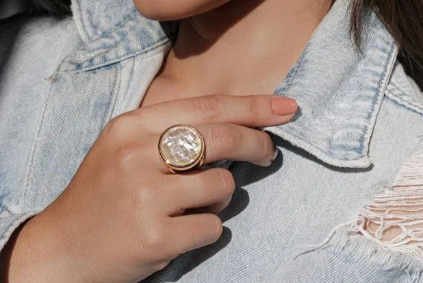 Luna Perlmutt Ring – 18K vergoldet