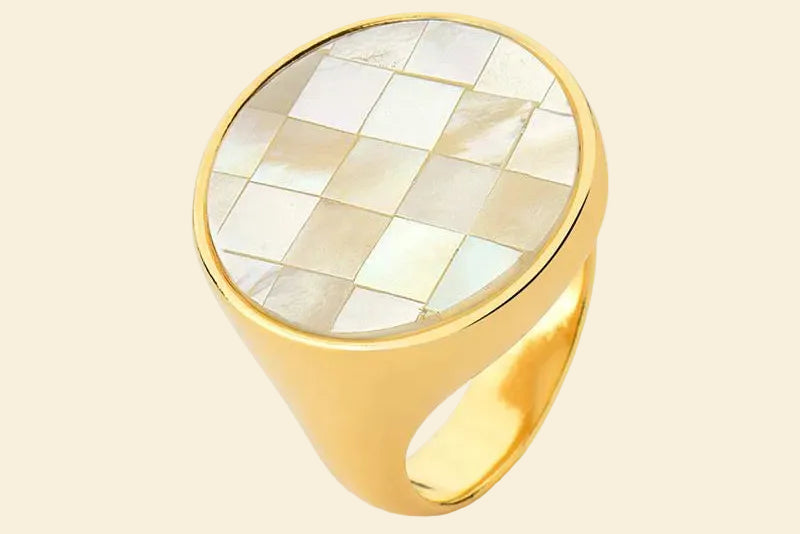 Mosaico Perlmutt Ring – 18K vergoldet