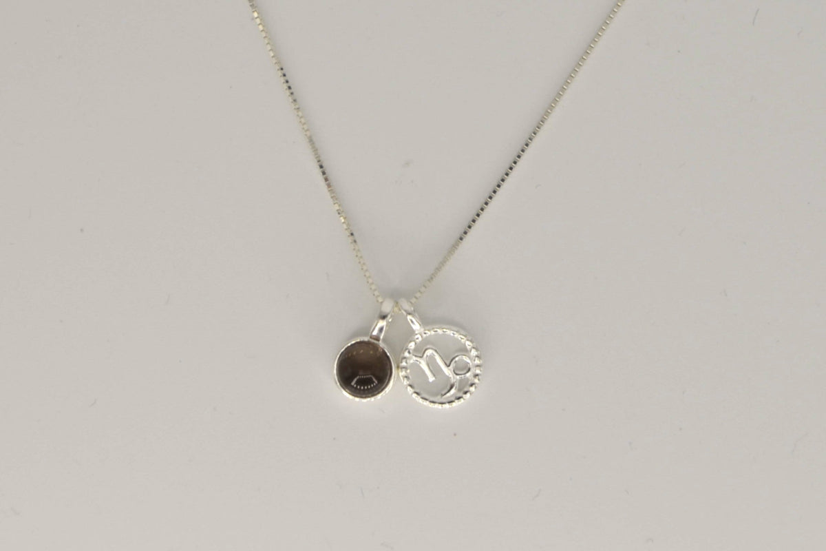 Steinbock Halskette mit Rauchobsidian – 925 Silber