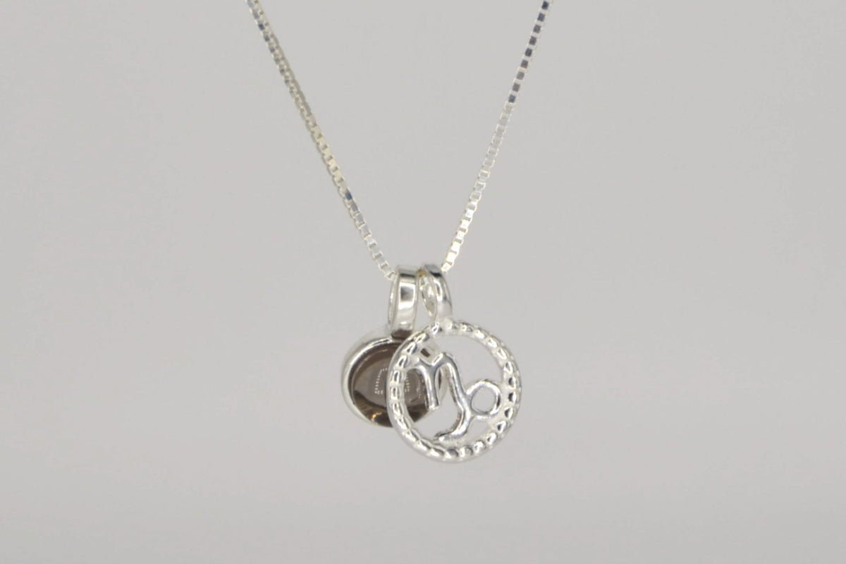 Steinbock Halskette mit Rauchobsidian – 925 Silber