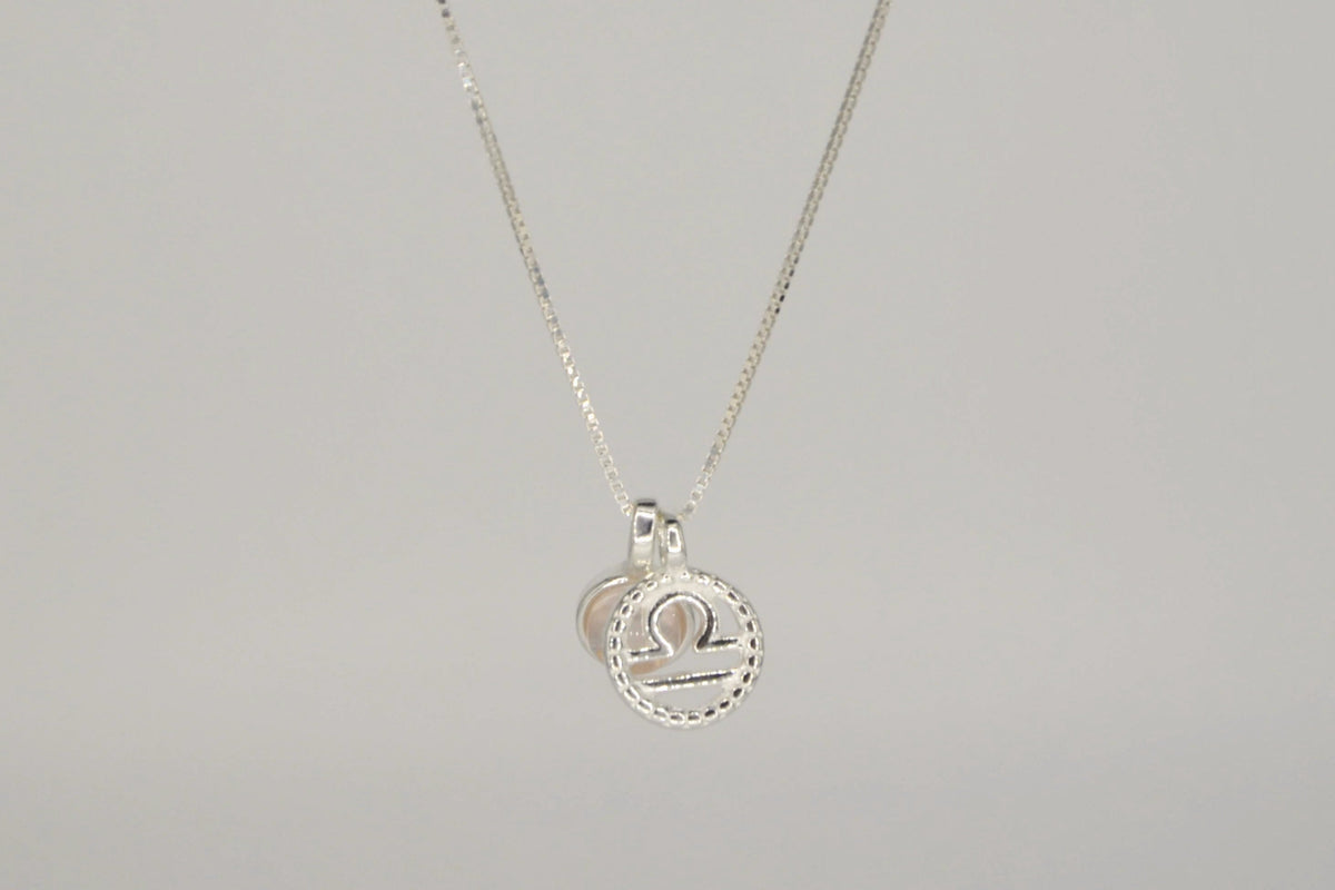 Waage Halskette mit Rosenquarz – 925 Silber
