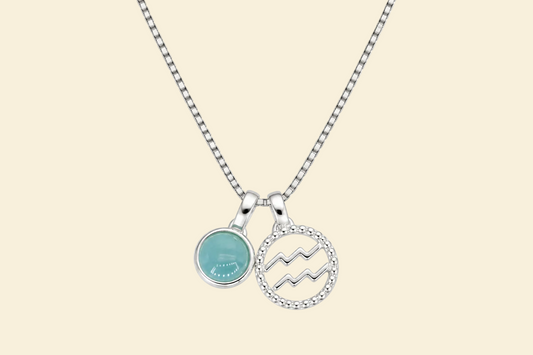 Wassermann Halskette mit Blauem Achat – 925 Silber