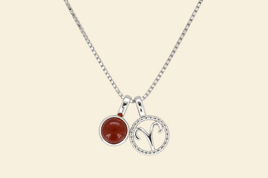 Widder Halskette mit Rotem Achat – 925 Silber