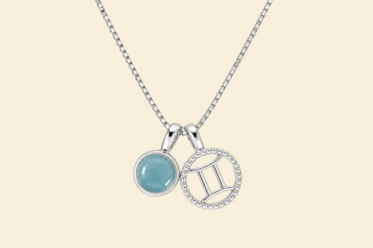 Zwillinge Halskette mit Blauem Achat – 925 Silber
